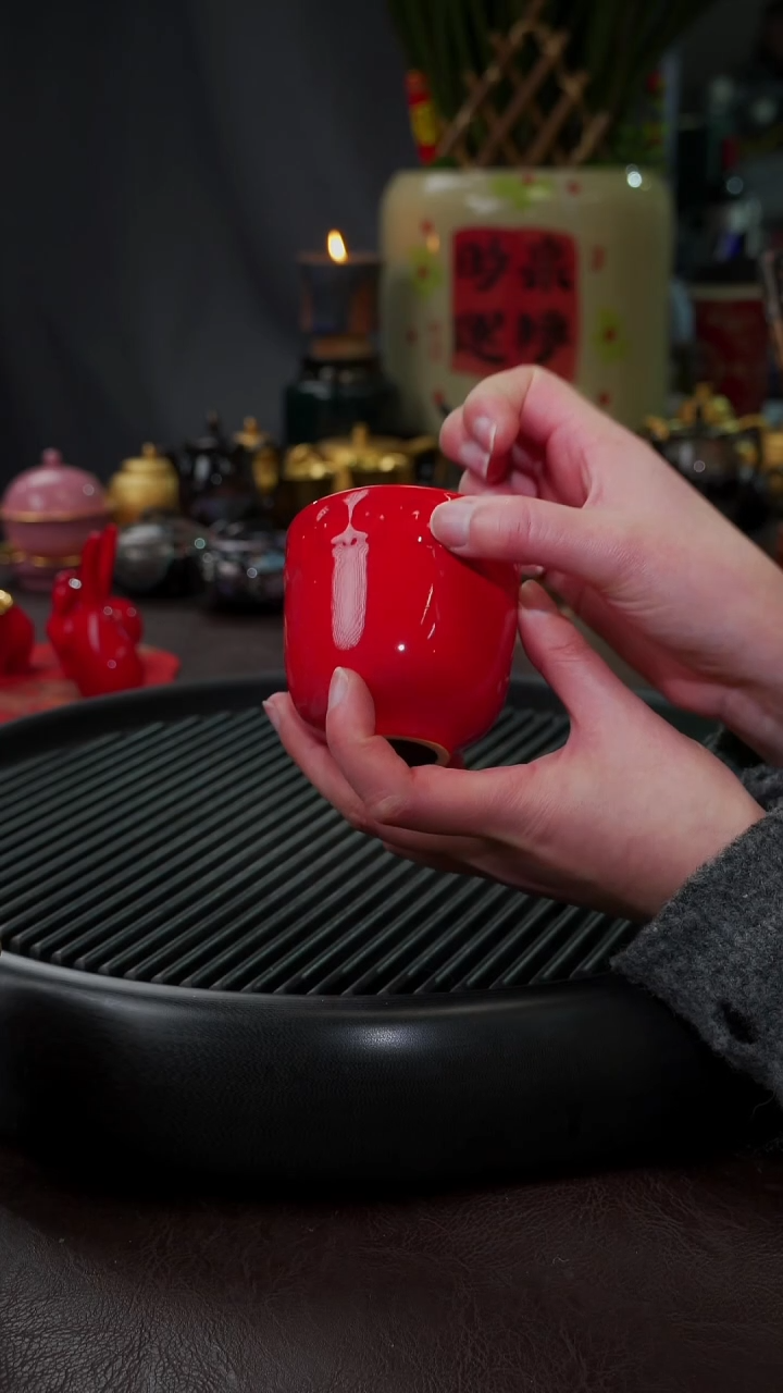 【闪购商品】杯【宜景窑中国红】闻香杯杯子