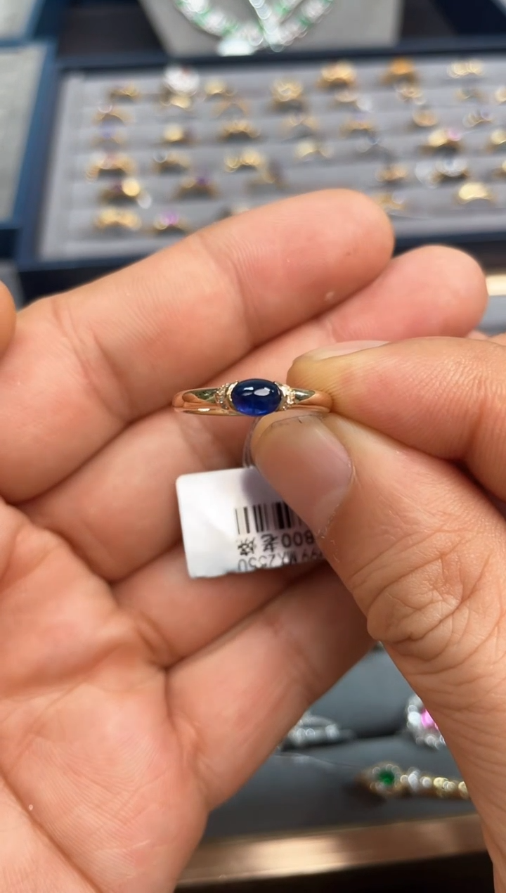 【闪购商品】蓝宝石戒指18K金镶嵌0.7ct/老烧