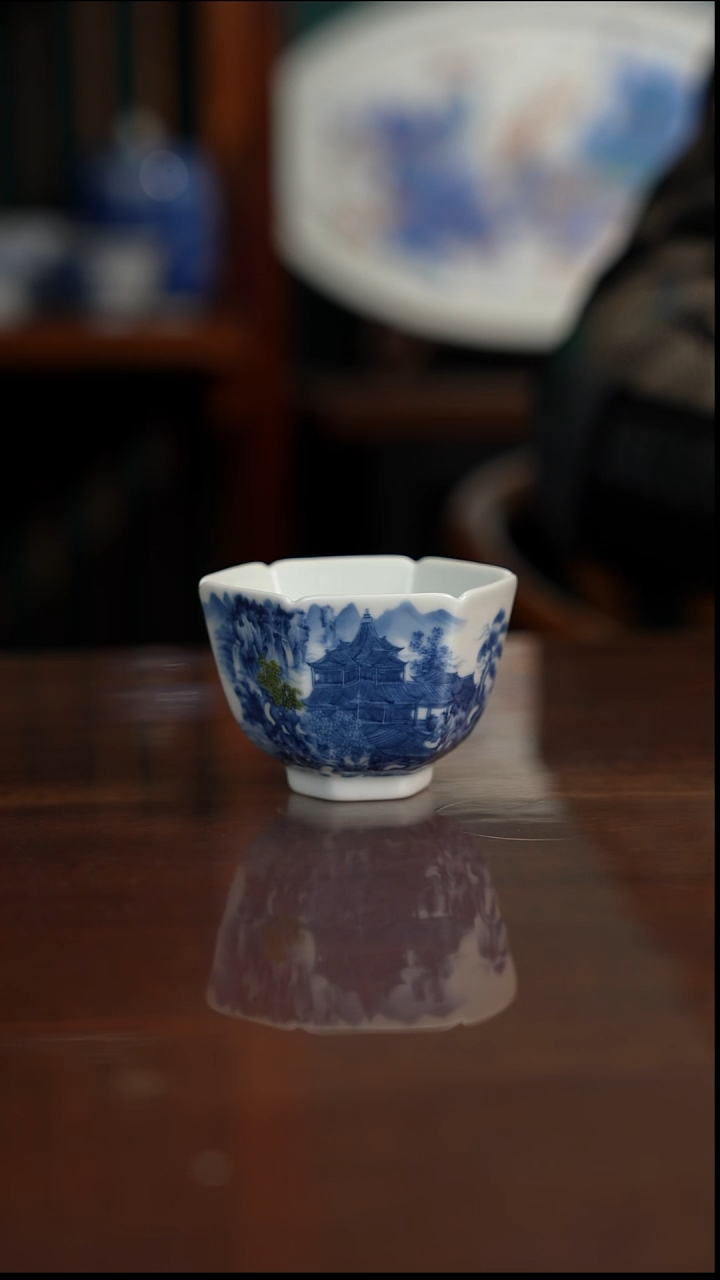 景琳藏青花山水十大雅士