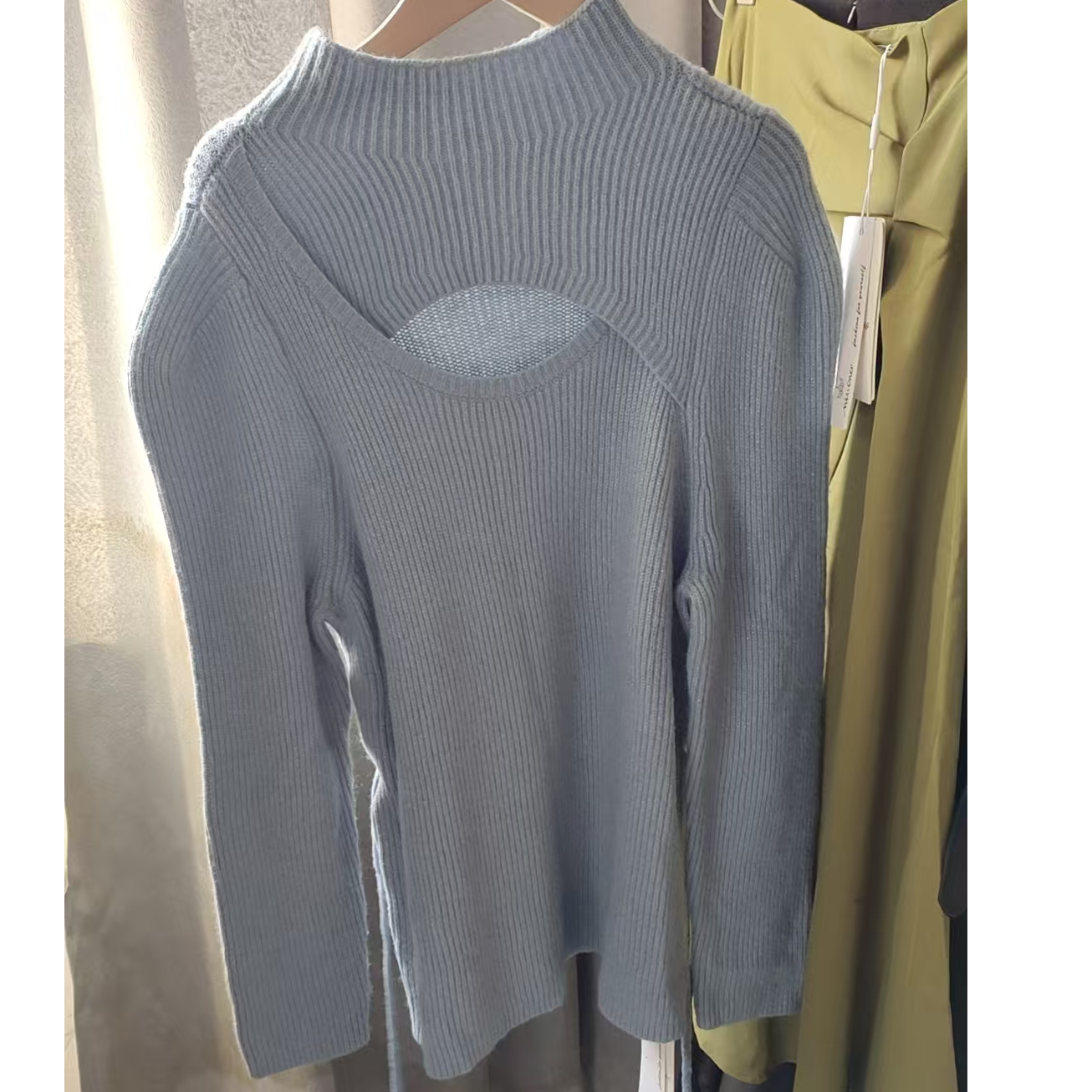 镂空灰色冬季休闲长袖毛衣毛针织衫不褪色法式气质轻奢高领