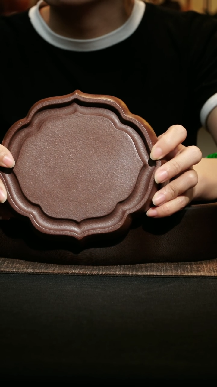 紫砂壶承菱花双层壶承