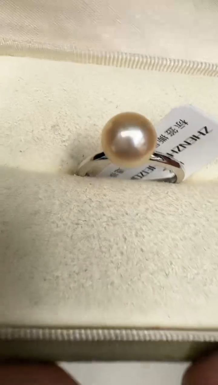 银S925镶嵌戒指海水珍珠戒指
