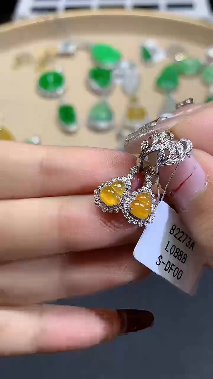 【闪购商品】翡翠耳饰18K金镶嵌L0888多样性发其一