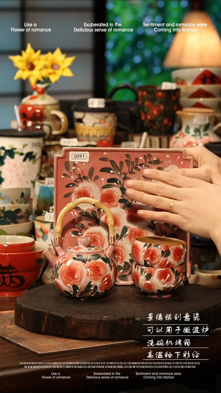 陶瓷景德镇高温釉下彩手工手绘款式