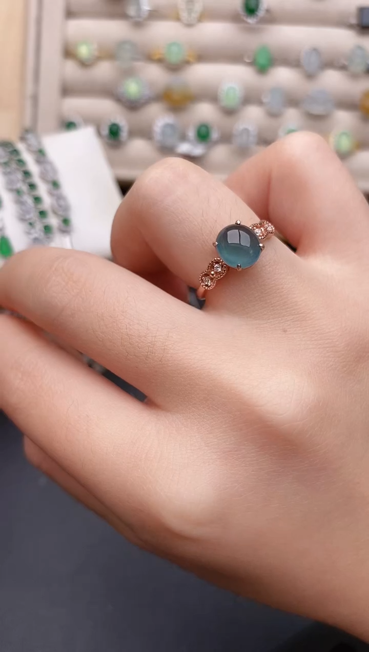 银S925镶嵌戒指翡翠0