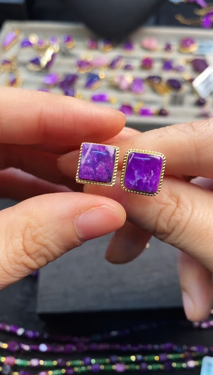 苏纪石（舒俱来）18K金镶嵌耳饰1