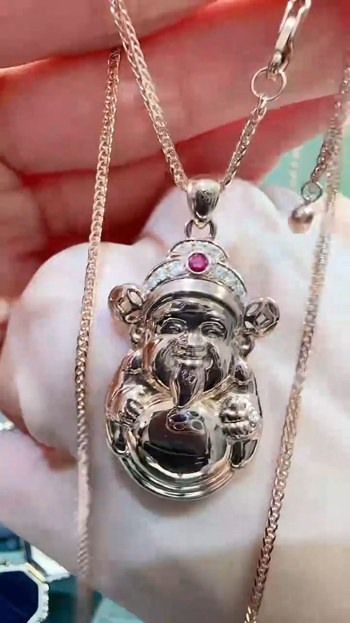 【闪购商品】天然钻石吊坠(不含链)18K金镶嵌18K金钻石财神吊坠