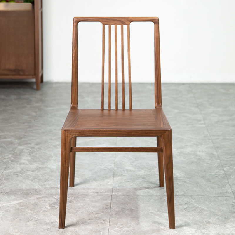 北美黑胡桃木梳背餐椅家用现代简约椅子