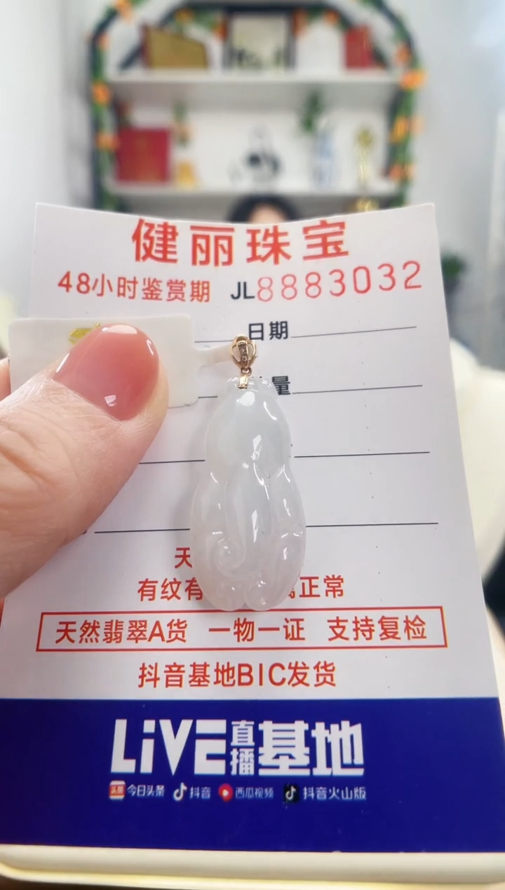 翡翠18K金镶嵌颈饰天然缅甸翡翠 佛手(一物一证)