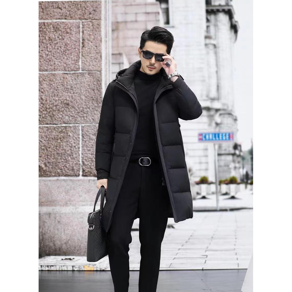 【三倍保暖】男士2025新款长款90绒羽绒服修身款