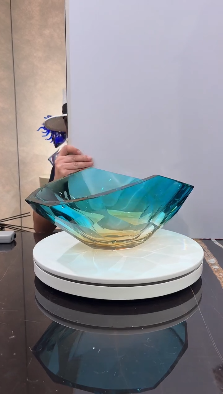 摆件蓝金色切面大果盘