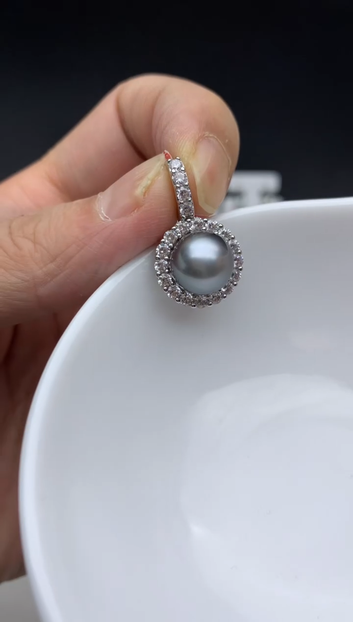 未镶嵌ff海水珍珠大溪地吊坠(赠链）9~10mm