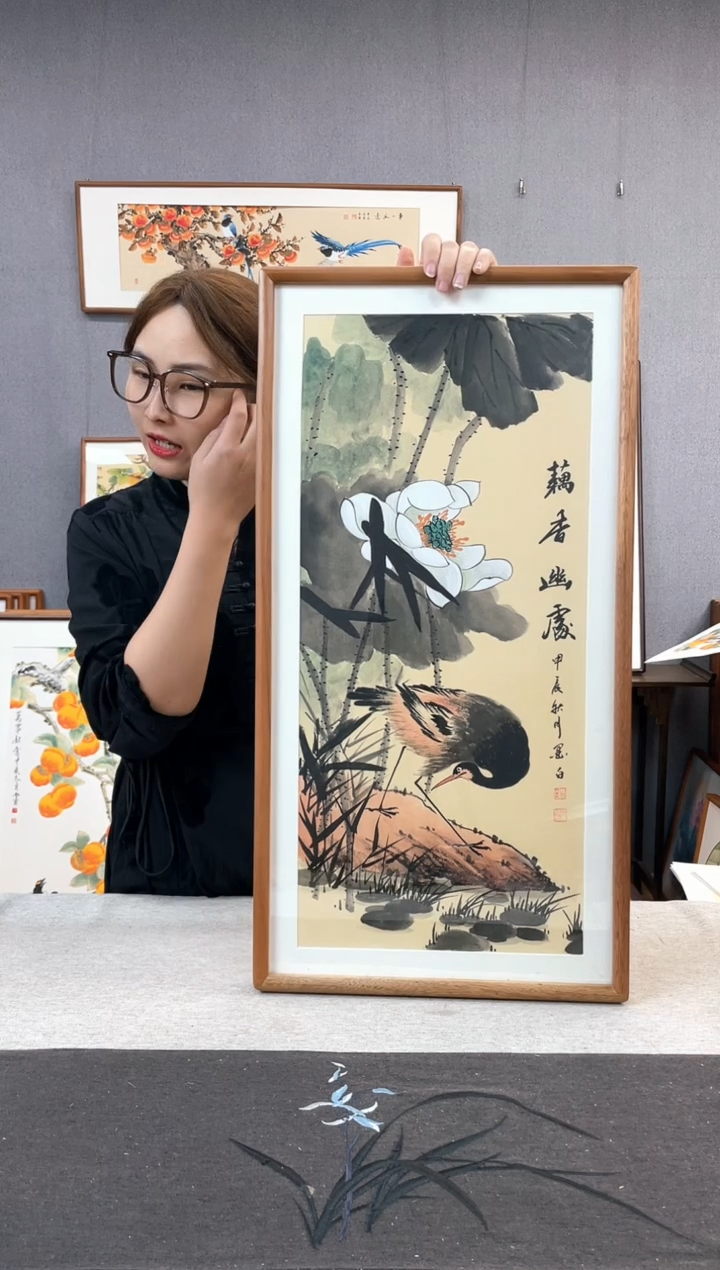 【闪购商品】国画手写手绘带框作品-35*68-张微微