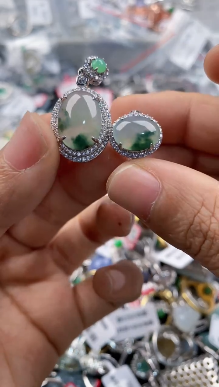 银S925镶嵌戒指翡翠111      8