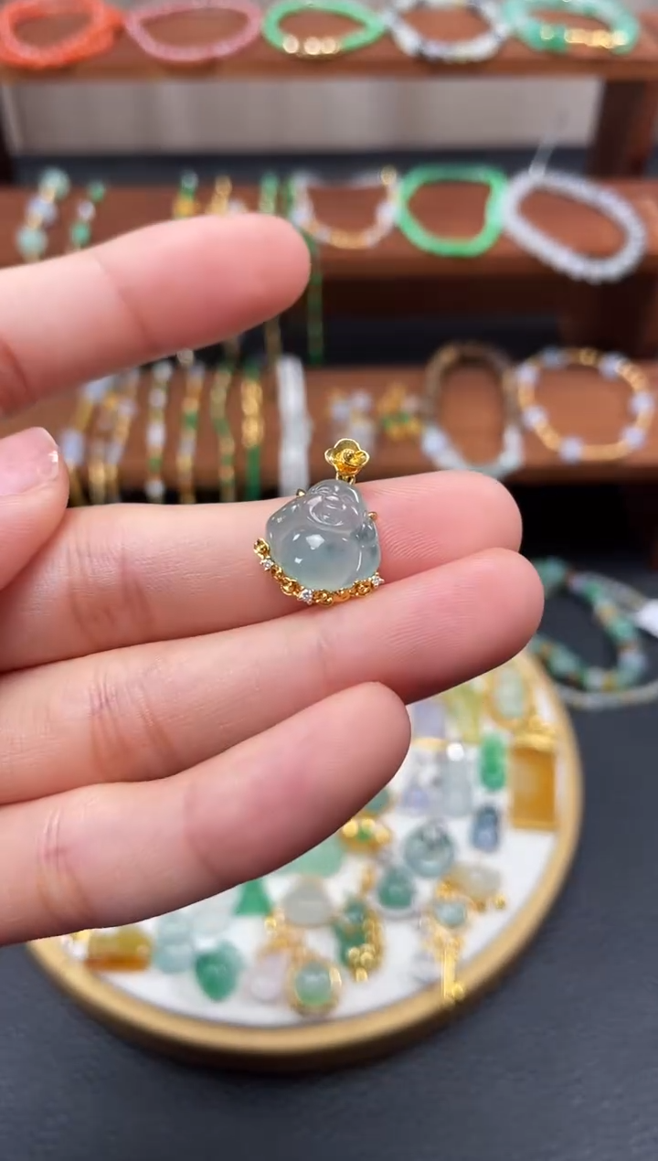 【闪购商品】翡翠吊坠(不含链)18K金镶嵌一个   JK658