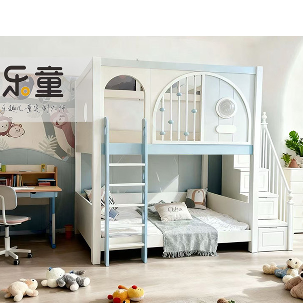 新款创意上下铺儿童简约航空式子母床实木上下铺双层床