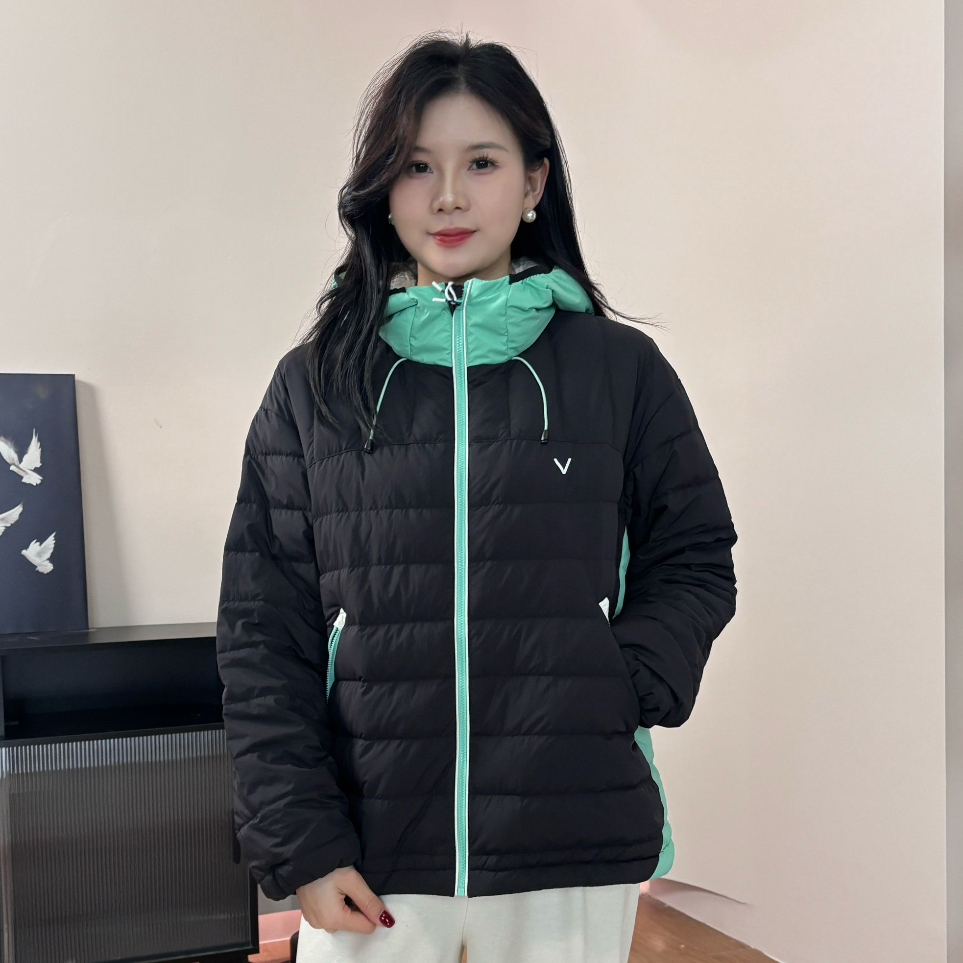 P25066U撞色拼接排骨亲子鹅绒服