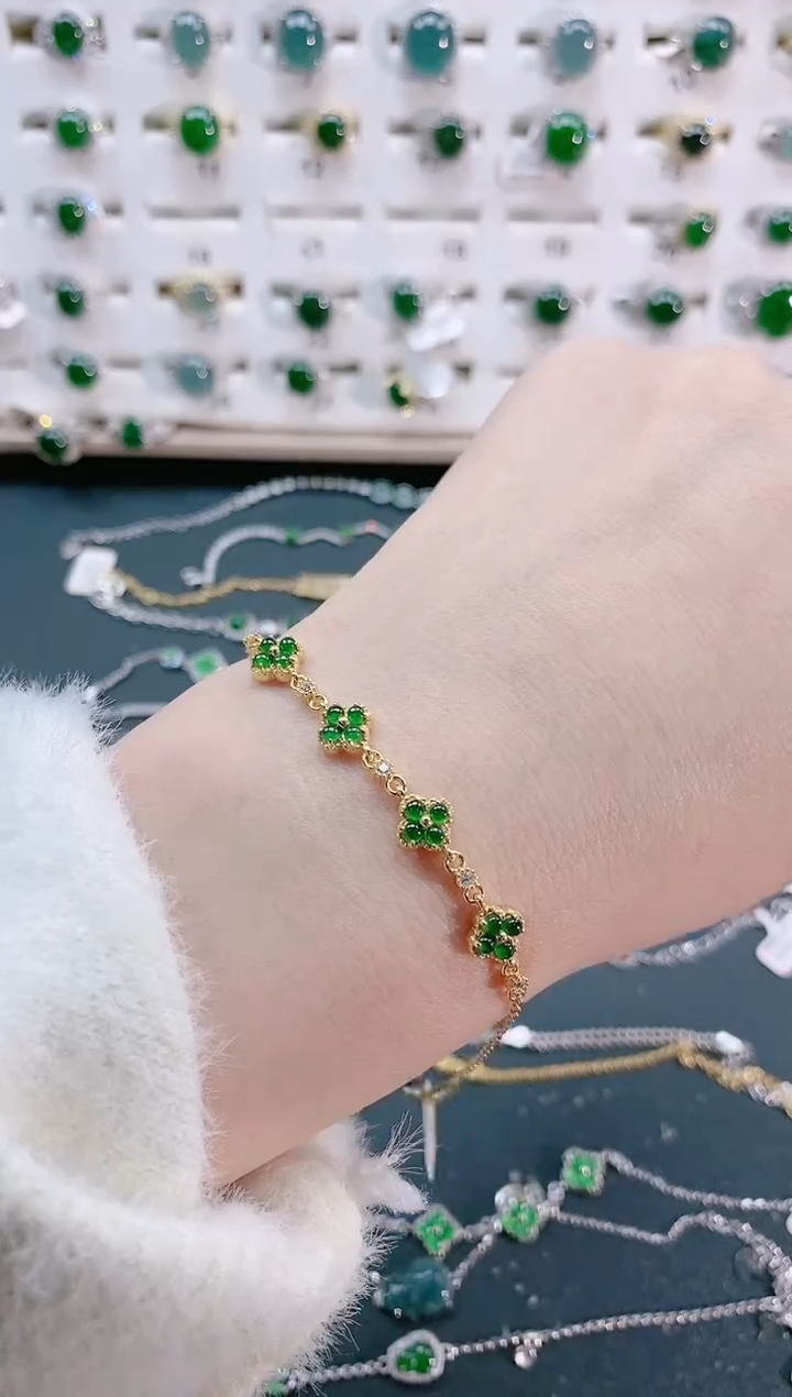 【闪购商品】翡翠手链银S925镶嵌天然翡翠