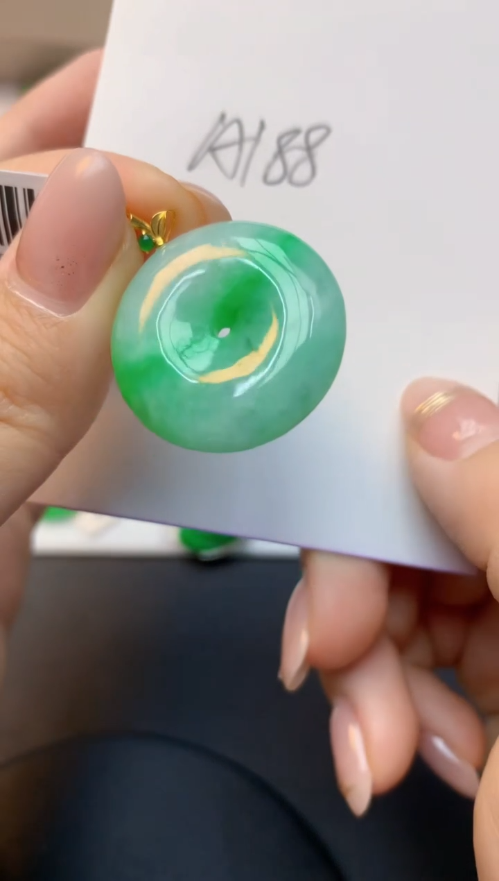 颈饰18K金镶嵌翡翠天然A货缅甸翡翠百元以上9元证书费自理