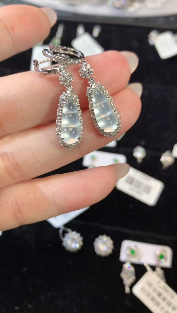 【闪购商品】翡翠耳饰18K金镶嵌A81  