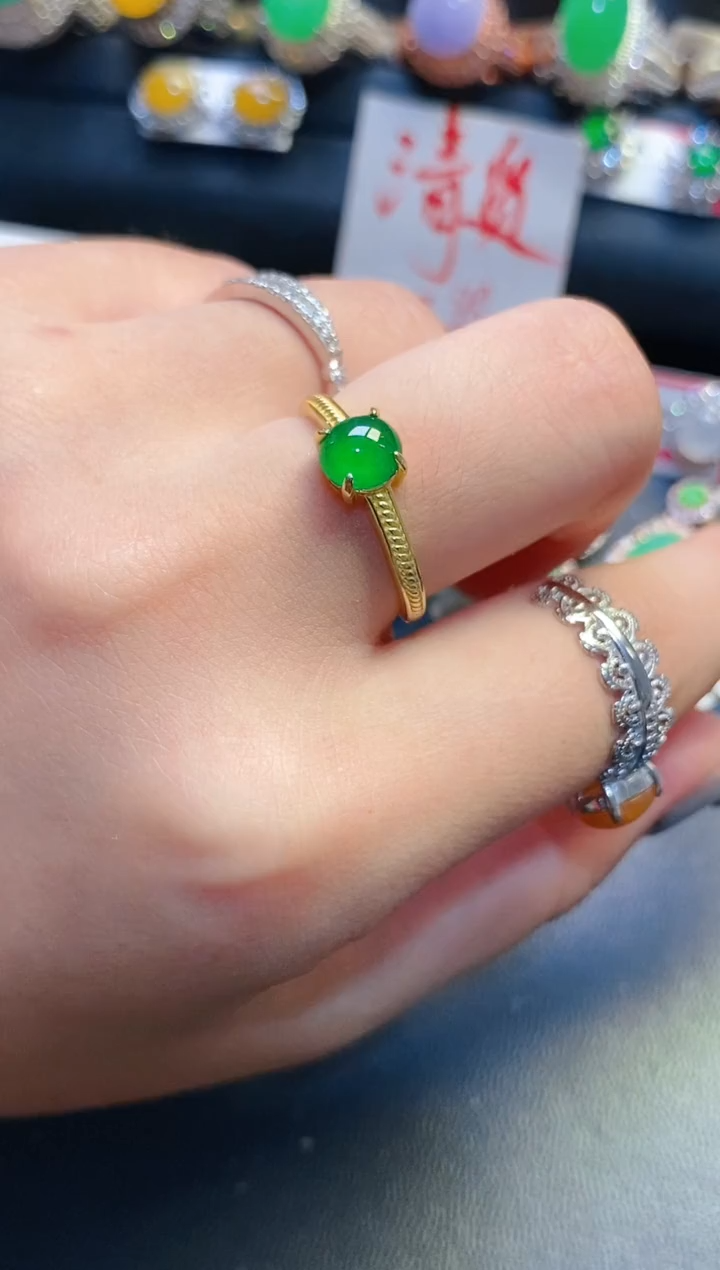 银S925镶嵌翡翠耳饰天然