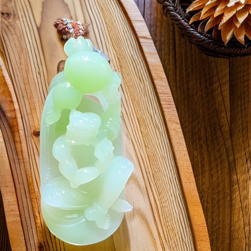 和田玉翠青降龙罗汉葫芦罗汉迦叶尊者挂件吊坠饰品项链