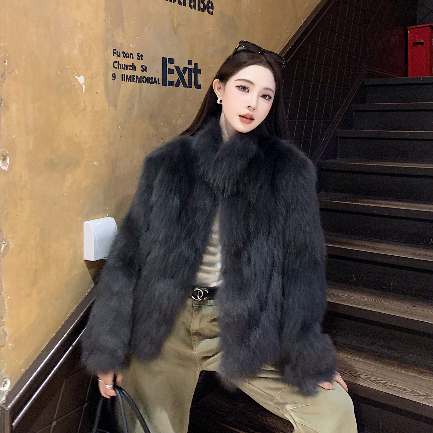 BOBO朦胧妙想SAGAfurs狐狸毛皮草外套女2025新款毛毛大衣年轻立领