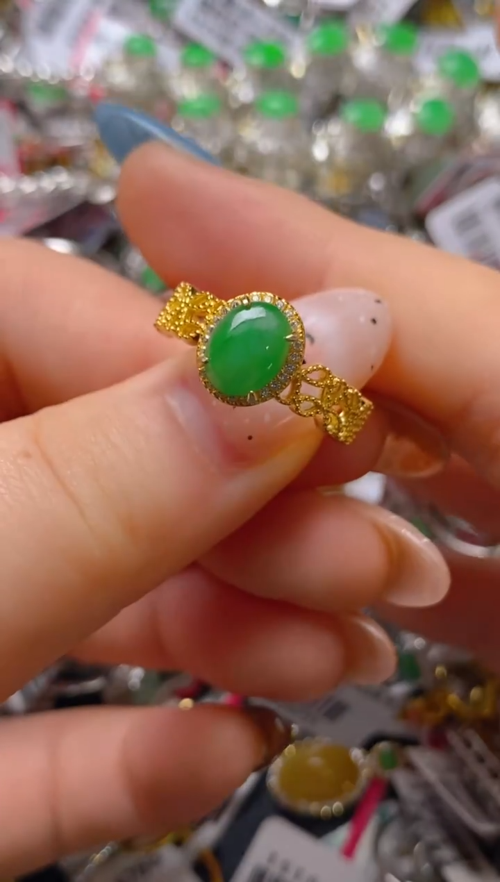 银S925镶嵌戒指翡翠百内无证书