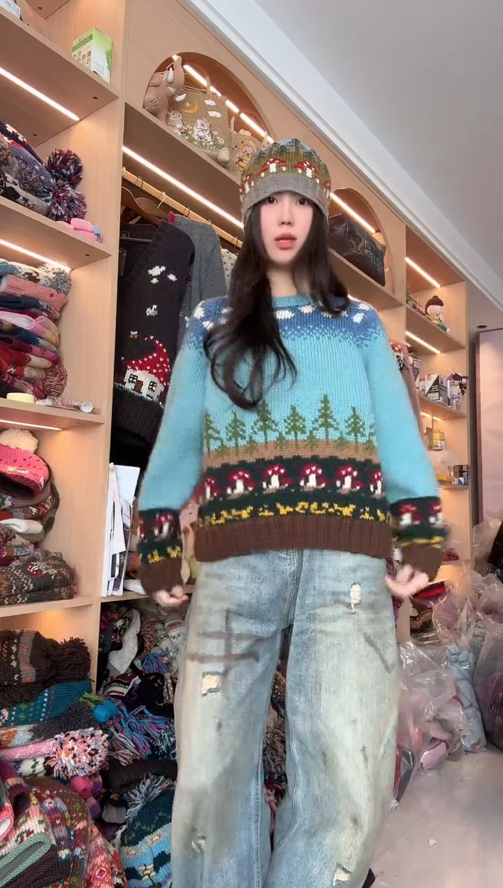 羊毛蘑菇套头毛衣 80-140