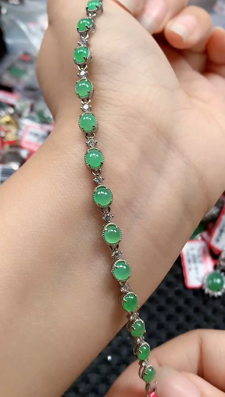 银S925镶嵌戒指翡翠天然A货缅甸翡翠