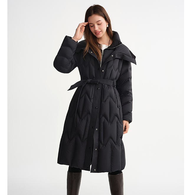 独束大码女装【倍暖羽绒】假两件拼接绗缝羽绒服25DS84057/84058