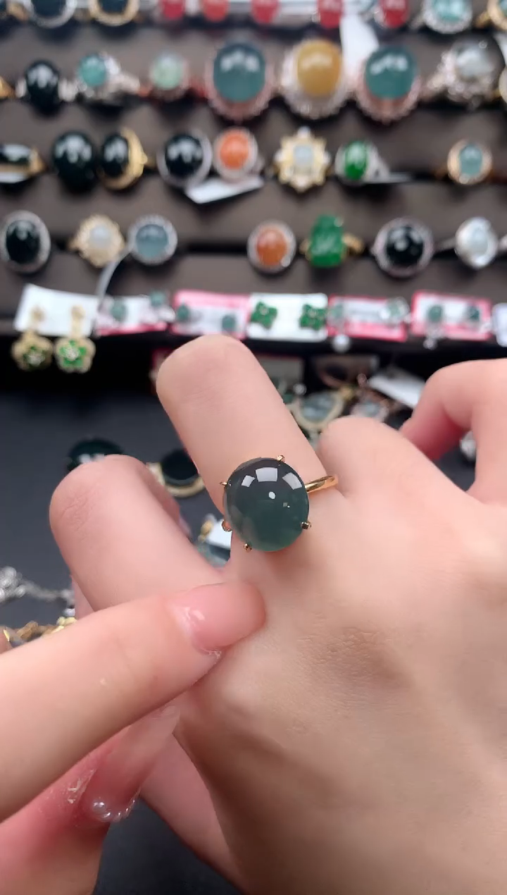 【闪购商品】翡翠戒指银S925镶嵌61341