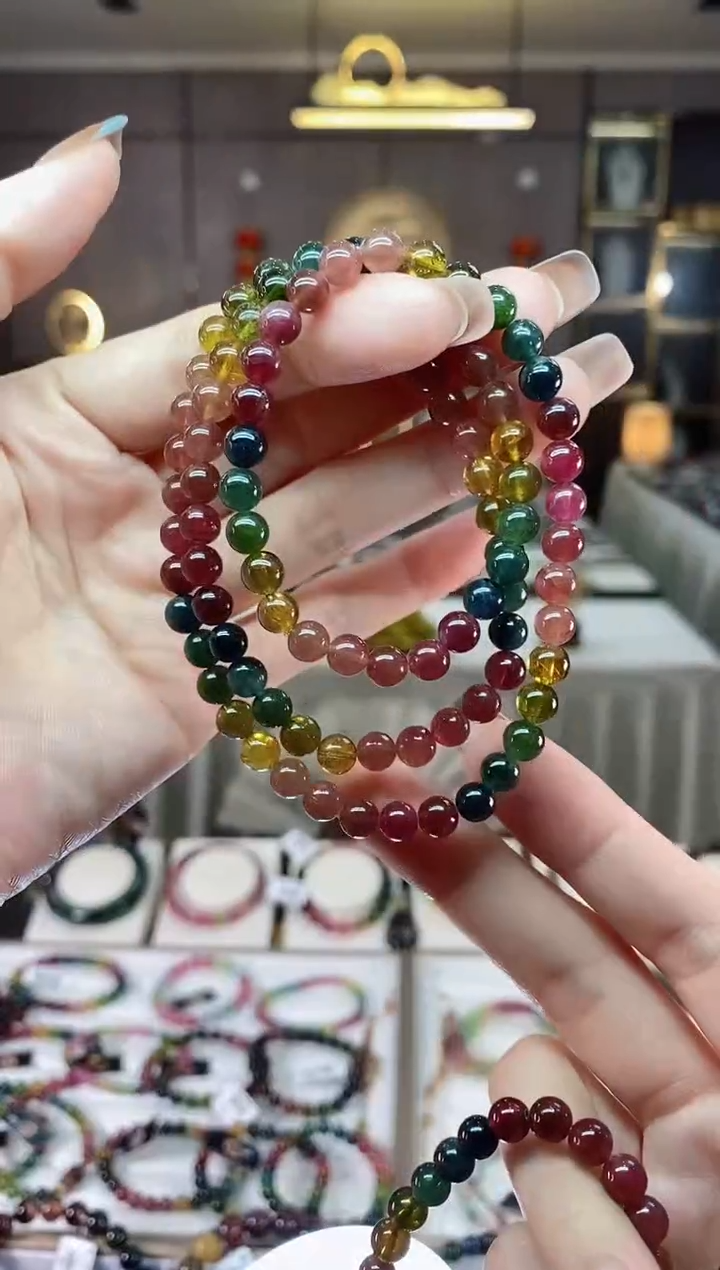 【闪购商品】碧玺三圈手串6mm+未镶嵌一物一证dan