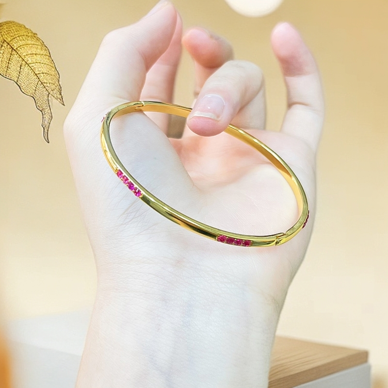 培育红宝石【3333】18k红宝石满圈素款手镯