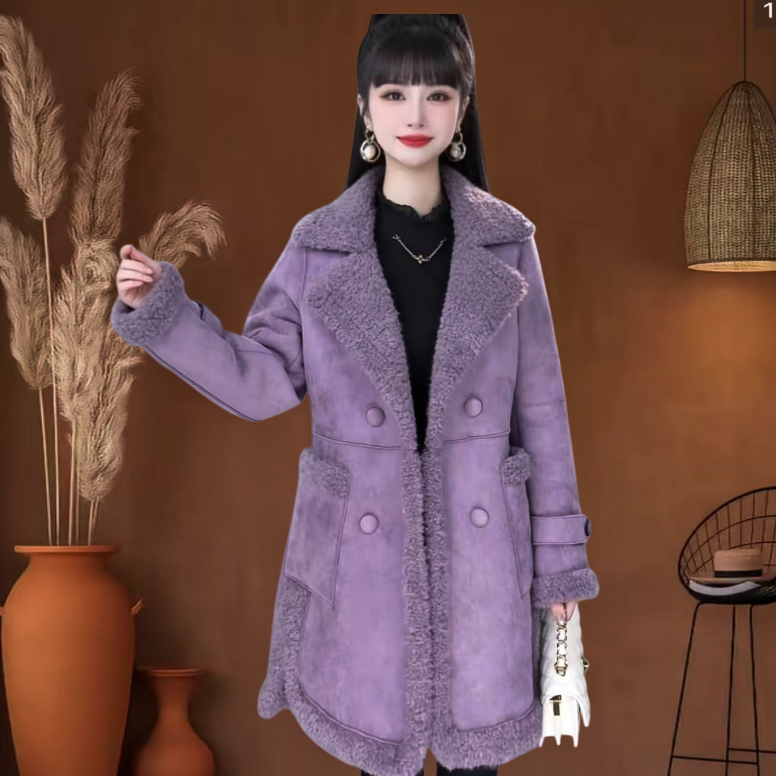 【双面穿】女装2025新款时尚减龄休闲收腰中长款棉服