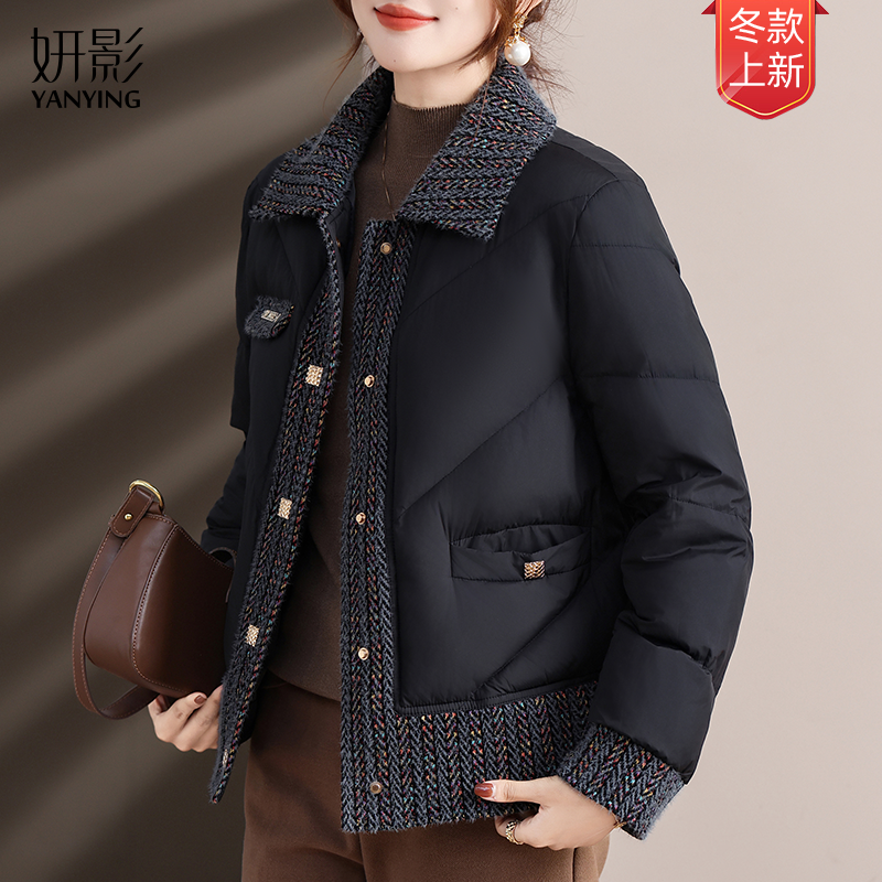 妍影秋冬季新款妈妈装翻领洋气加厚棉服气质休闲百搭时髦减龄外套