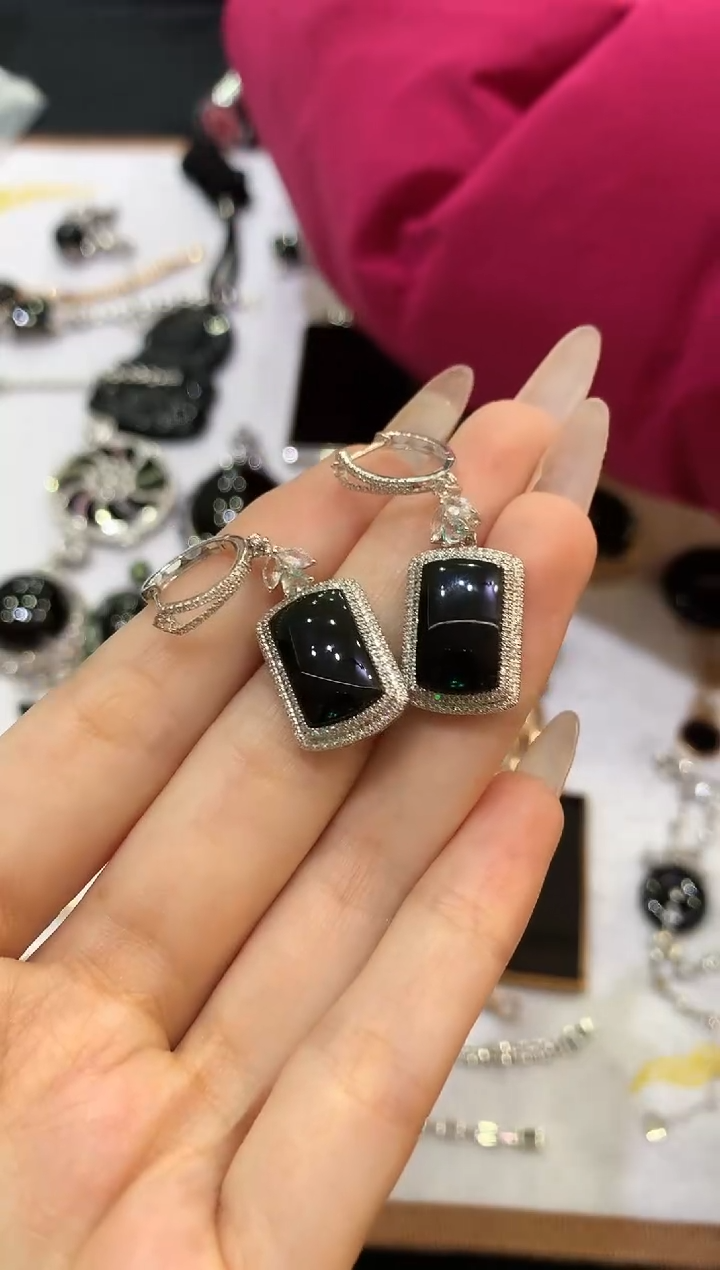 【闪购商品】翡翠耳饰18K金镶嵌a36时尚耳饰