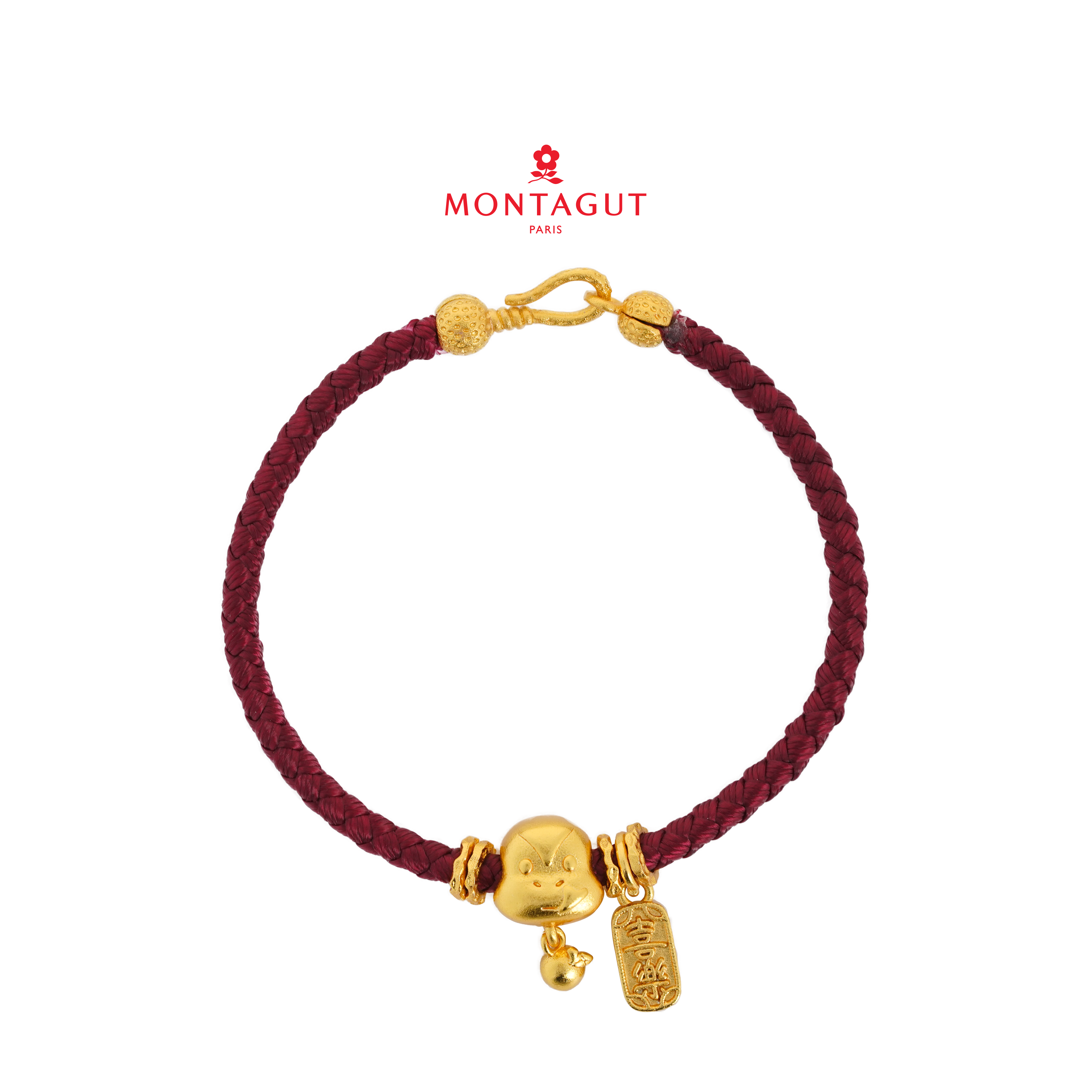 Montagut/梦特娇 铜合金手链 十二生肖单钩红绳古法金百搭手链DD