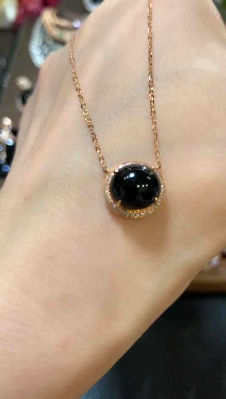 套链18K金镶嵌翡翠m18  