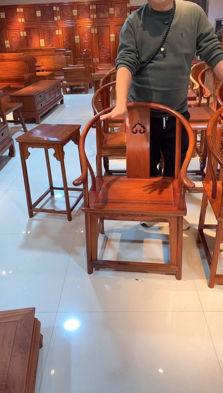 花梨木类成套家具国标红木大果紫檀圈椅单椅