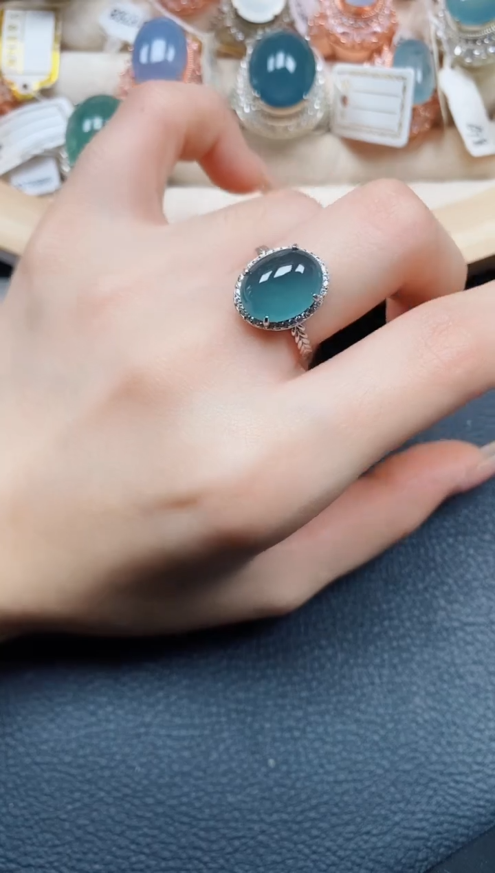 【闪购商品】翡翠戒指银S925镶嵌翡翠