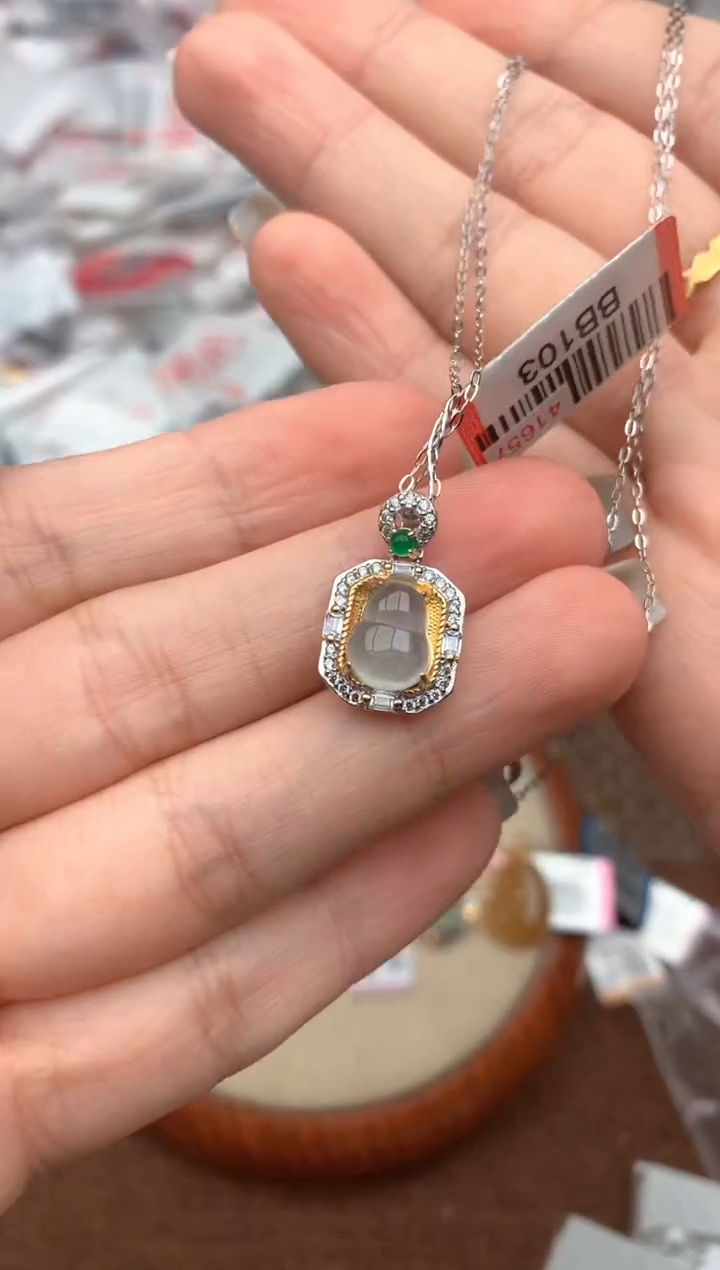 银S925镶嵌挂件翡翠—