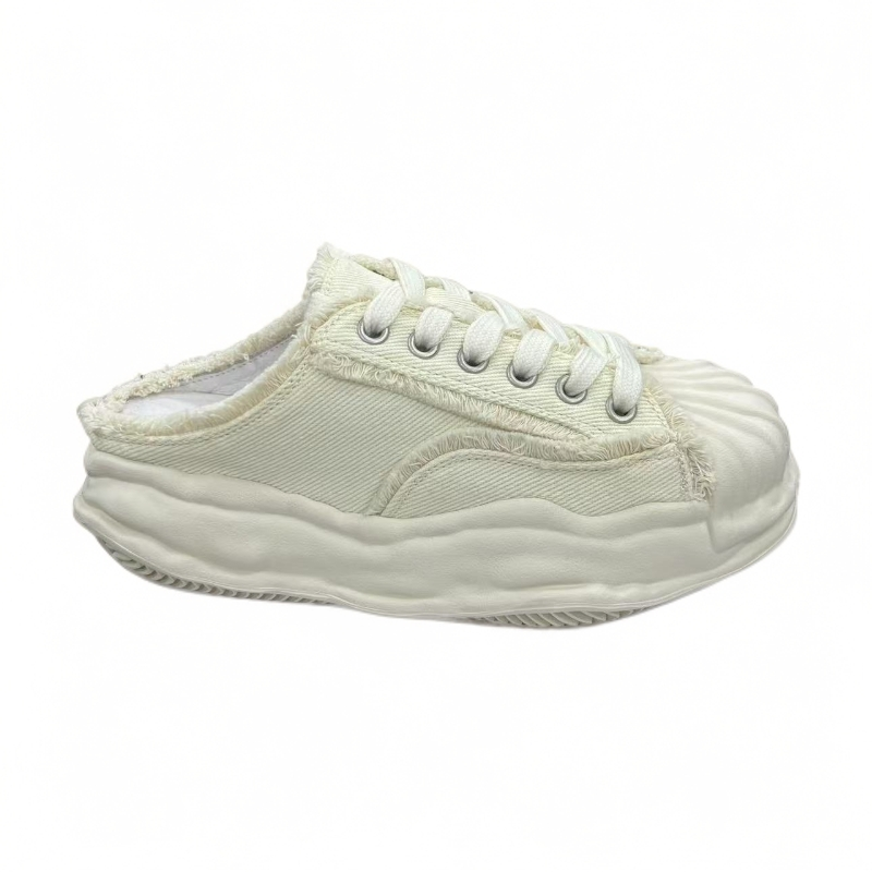 【半拖】帆布鞋女款2025夏季新款贝壳头溶解鞋一脚蹬厚底包头21105