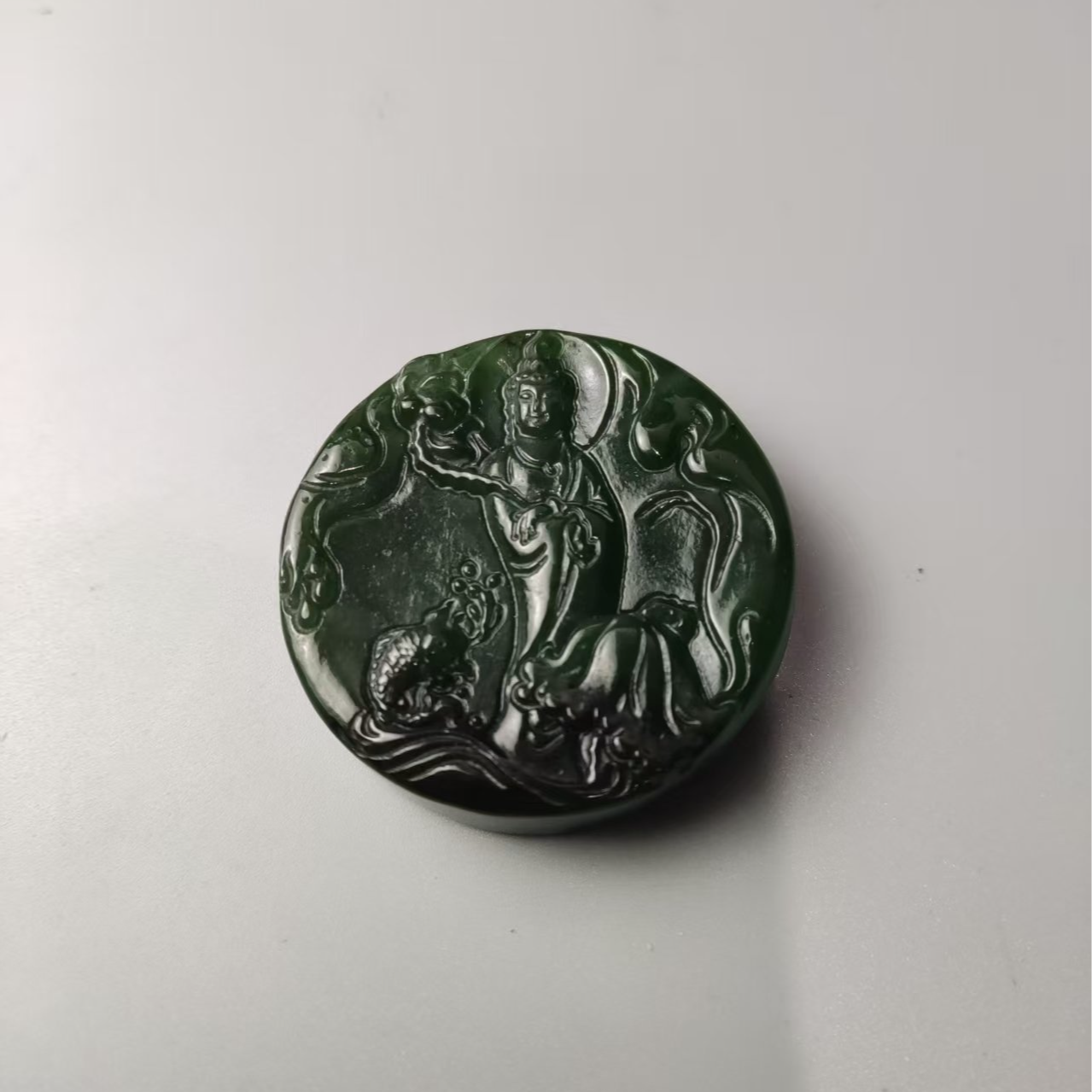 和田玉碧玉观音吊坠2514