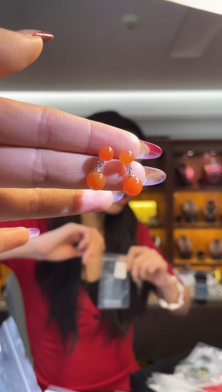 未镶嵌南红玛瑙耳饰（多样性发一件）