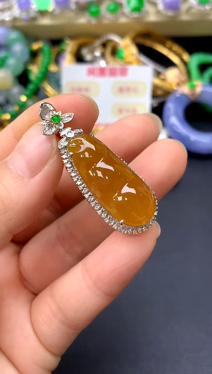 颈饰18K金镶嵌翡翠355-中国好珍宝