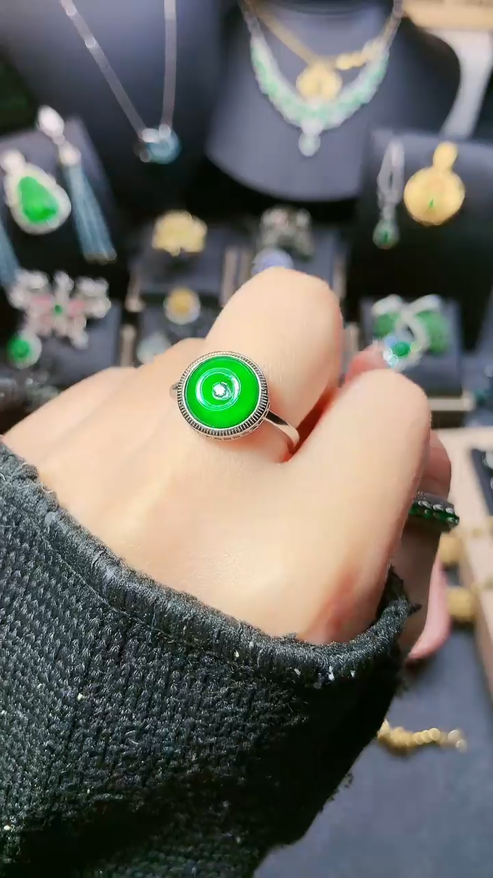 【闪购商品】翡翠戒指银S925镶嵌戒指