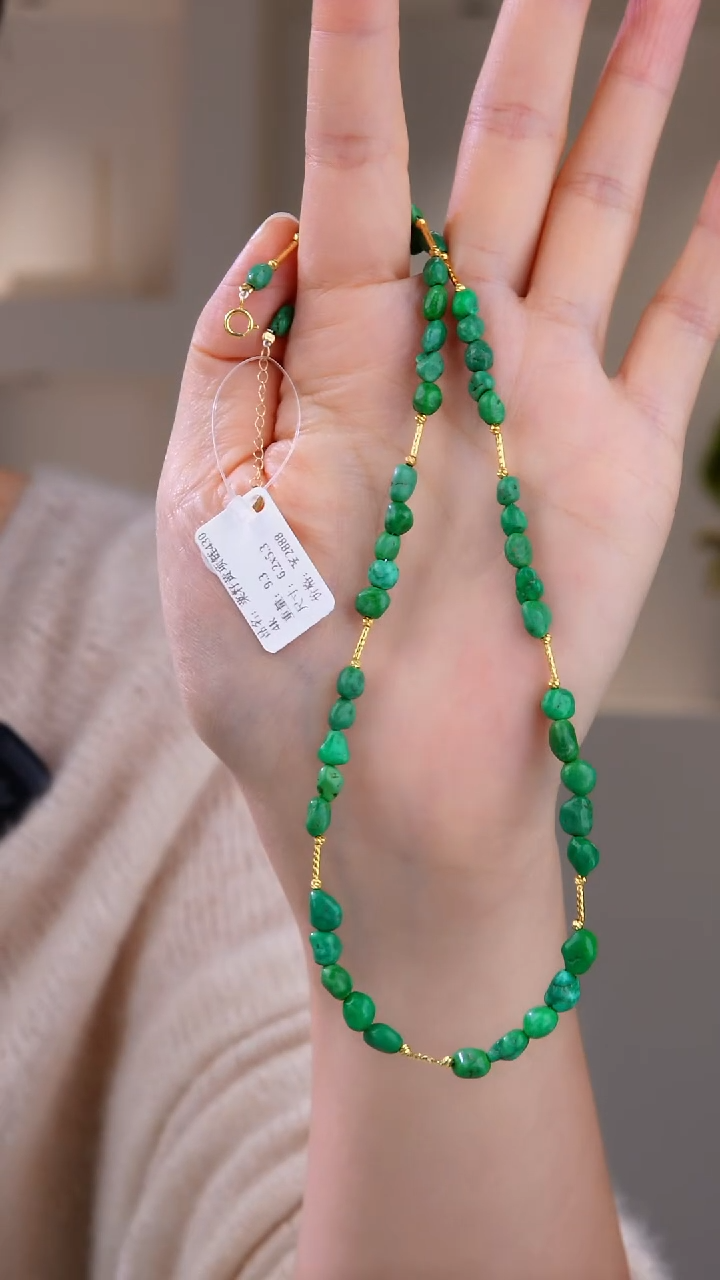 18K金镶嵌绿松石项链1