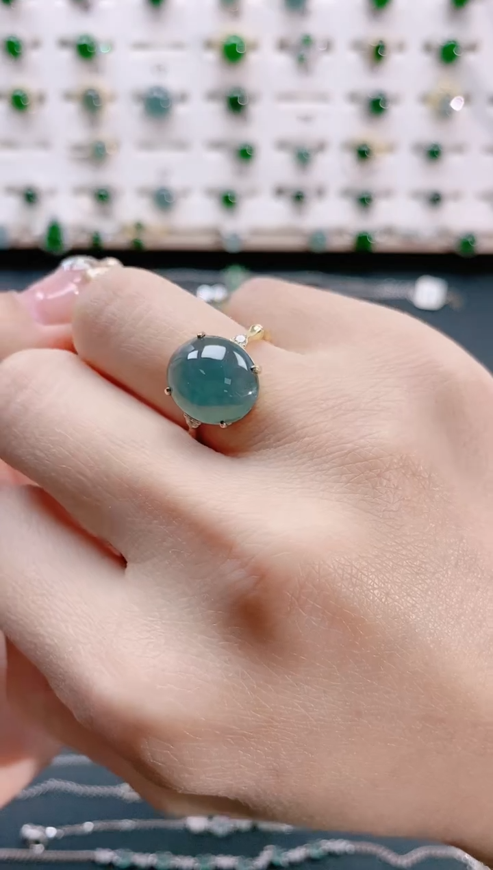 【闪购商品】翡翠戒指银S925镶嵌天然翡翠