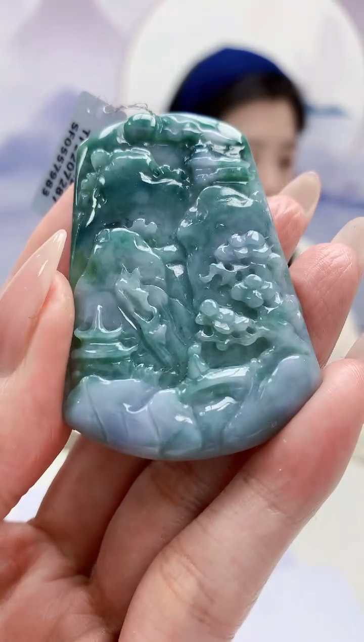 【闪购商品】定制翡翠未镶嵌0405MM-毛货挂件102